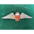 SA PARACHUTE FREEFALL INSTRUCTOR,CHROME AND ENAMEL,FULL SIZE WING-NO LUCITE COATING ON ENAMEL-WORN F