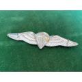 SA PARACHUTE DISPATCHER OR 50 JUMPS OR MORE,CHROMED AND LUCITE COVERED ENAMELLED FULL SIZE WING-WORN