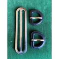 RHODESIA BELT STABLE SPARES-2X LEATHER TABS AND ONE ADJUSTER SLIDE-ENOUGH TO REPAIR ONE BELT TO ORIG