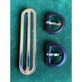 RHODESIA BELT STABLE SPARES-2X LEATHER TABS AND ONE ADJUSTER SLIDE-ENOUGH TO REPAIR ONE BELT TO ORIG