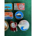 SOVIET RUSSIA NAVY PINS-SELECTION OF 7-SOLD TOGETHER-CIRCA 1980`S- STICK PINS INTACT