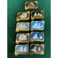 SOVIET RUSSIA,RARE 1970`S-COLLECTABLE NAVY PINS-SET 9 SOLD TOGETHER-STICK PINS INTACT