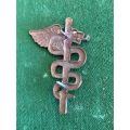 SA MEDICAL SERVICES BRONZE-OPERATIONAL MEDICAL ORDERLY`S BREAST BADGE-APPROVED IN 1984- 2 PINS-ORIGI