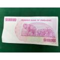 ZIMBABWE UNCIRCULATED 50 MILLION DOLLAR BEARER CHEQUE AN7866885