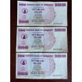 ZIMBABWE UNCIRCULATED 500 MILLION DOLLAR BEARER CHEQUE- 3 SOLD TOGETHER