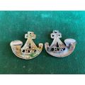 WITWATERSRAND RIFLES COLLAR BADGE PAIR- WORN POST 1964-THE ONE COLLAR WITHOUT LUGS