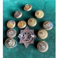 SA POLICE,CAP BADGE,VOIDED CENTRE(WORN BY EUROPEANS)SOLD WITH 11 TUNIC BUTTONS