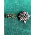 ROYAL ARMY SERVICE CORPS CAP BADGE AND TITLE- 1902-18-LUGS + SLIDER INTACT