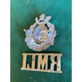 ROYAL MARINE LIGHT INFANTRY CAP AND 1 COLLAR TITLE-WORN 1898-1923-THE TITLE WITHOUT LUGS