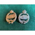 THE ROYAL TANK CORPS WHITE METAL COLLAR BADGE PAIR-INTRODUCED IN 1922-ONE LUG DAMAGED