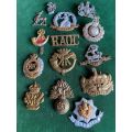 SELECTION OF 14 BRITISH BADGES-SOLD TOGETHER -SOME WITHOUT LUGS