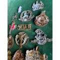 SELECTION OF 14 BRITISH BADGES-SOLD TOGETHER -SOME WITHOUT LUGS