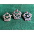 SAAF COLLAR BADGES-3 VARIATIONS 1X BRONZE,1X BRASS AND ONE WHITE METAL-LUGS COMPLETE