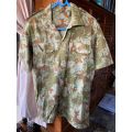 POLICE TASK FORCE-2ND PATTERN CAMO SHORT SLEEVE SHIRT-SIZE MEDIUM TO LARGE-MEASURES 60 CM ARMPIT TO