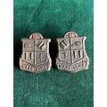 WOMANS AUXILIARY ARMY SERVICES,BRASS METAL COLLAR BADGE PAIR-WORN WW2 LUGS INTACT