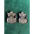 WOMANS AUXILIARY ARMY SERVICES,BRASS METAL COLLAR BADGE PAIR-WORN WW2 LUGS INTACT