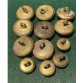 UNION COAT OF ARMS BRASS TUNIC BUTTONS-WORN FROM 1913-DIAMETER 25 MM FOR LARGE ONES AND 15 MM FOR SM