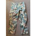 TRANSKEI DEFENCE FORCE CAMO TROUSERS-SIZE 36 WITH PIPE LENGTH OF 72CM-NO TAGS OR PRINTING INSIDE-CON