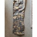 CISKEI DEFENCE FORCE CAMO TROUSERS-SIZE 32,PIPE LENGTH 77 CM-MAKER LABELLED-GOOD CONDITION WITH NO D