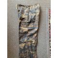CISKEI DEFENCE FORCE CAMO TROUSERS-SIZE 32,PIPE LENGTH 77 CM-MAKER LABELLED-GOOD CONDITION WITH NO D