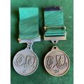 2X MEDALS FOR GRATITUDE TO JOHANNESBURG`S MILITARY VETERANS-BOTH ARE NUMBERED