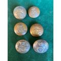 BRASS R.A. TUNIC BUTTONS-WORN BY PERSONNEL OF S.A.F.A.-6 IN TOTAL