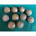 SELECTION OF 10 BRITISH TUNIC BUTTONS-SOLD TOGETHER-DIAMTER 25 MM