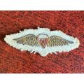 SA NAVY FREE FALL PARACHUTE WING FOR WEAR ON SUMMER UNIFORM-BULLION WIRE EMBROIDERED-WORN ONLY BY A