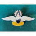 SWAZILAND INSTRUCTOR PARACHUTE WING-WHITE WINGS WITH GOLD,CENTRE CROWN- 2 PINS