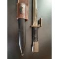 FN FAL BAYONET WITH METAL SCABBARD AND LEATHER FROG-PLASTIC GRIPS