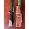 FN TYPE A BAYONET WITH TYPE A STEEL SCABBARD M IN U SADF MILITARY PROPERTY MARKINGS-COMES WITH LEATH