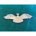 LESOTHO DEFENCE FORCE BASIC PARACHUTE WING-NUMBERED 082-GILDING METAL WINGS WITH GREEN ENAMEL CENTRE