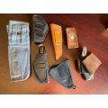 SELECTION OF 7 HOLSTERS AND 2 X KNIFE SHEETS-SOLD TOGETHER