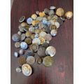 LARGE SELECTION OF INTERNATIONAL MILITARY BUTTONS-SOLD TOGETHER 74 IN TOTAL