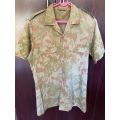 POLICE TASK FORCE 2ND PATTERN CAMO,SHORT SLEEVE SHIRT-WORN BUT GOOD-AL BUTTONS COMPLETE