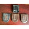 SELECTION OF 4 LEATHER HAND CUFF HOLDERS AND ONE MAGAZINE POUCH