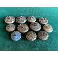 RHODESIA BRASS TUNIC BUTTONS-11 IN TOTAL-WORN 1942-54-DIAMETER 22 AND 18 MM
