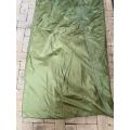 MILITARY ISSUE SLEEPING BAG-LOOKS LIKE PARACHUTE MATERIAL,WITH VELCRO ON THE ONE SIDE-COMES WITH CO