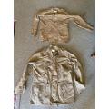 2X SADF BUSH JACKETS-SOLD TOGETHER-BORDER WAR PERIOD-SIZE MEDIUM AND LARGE-BOTH USED BUT IN GOOD CO