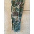 RHODESIAN CAMO TROUSERS-SIZE 30 PADDED BACK SIDE-PIPE LENGTH 70 CM-BATTLE USED BUT GOOD CONDITION-AL