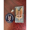 MIXED RHODESIAN SAS LOT- CLOTH BADGE,ASSOCIATION PIN AND UNKNOWN STAMP-ACTUAL STAMP-MEASURES 82X45MM