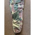 RHODESIA CAMO,TROUSERS,SIZE 32 TO 33-PLEASE LOOK AT MEASUREMENTS-PIPE LENGTH OF 72 CM-USED BUT GOOD