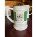 RHODESIA MUG WITH WILLGROVE WARE POTTERY,MAKERS STAMP-HEIGHT 14 CM-DIAMETER AT THE BOTTOM 11CM-GOOD