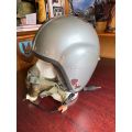 SAAF MK1A PILOTS HELMET WITH OXYGEN MASK,CIRCA 1970`S-USED BY SKELETON-MIRAGE 111 AND HARVARD PILOTS