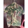 RHODESIAN CAMO,SHORT SLEEVE SHIRT BATTLE USED,BUT STILL GOOD CONDITION-SIZE LARGE-MEASURES 60 CM ARM