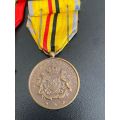 BELGIAN CONGO MERIT MEDAL (GOLD) 1953-1955 WITH ZAIRE NAVIVE SERVICE MEDAL-FULL SIZE PAIR