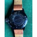 TW STEEL BLACKMENS WATCH,WITH BROWN LEATHER STRAP-CASE SIZE 45M-PERFECT WORKING CONDITION