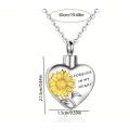 Keepsake Sunflower Stainless Steel Heart Pendant Cremation Urn Necklace