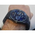 EMPORIO ARMANI BLUE DIAL**BLACK IP-BRAND NEW**GENTS CHRONOGRAPH WATCH ##EXQUISITE##