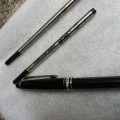 MONT BLANC CLASSIC BLACK BALL POINT PEN ENGRAVED WITH 1  Extra refill